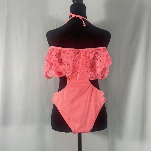 LA Hearts, Peach,Pink Monokini,bathing suit. Lace,Halter,Small - Picture 4 of 11
